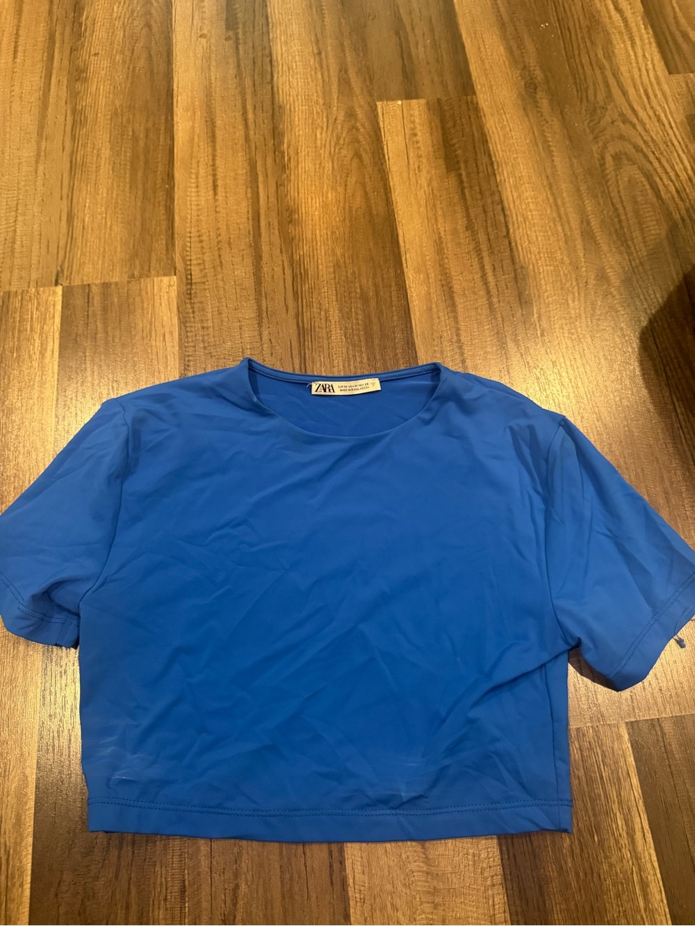 ZARA Royal Blue Short Sleeve Crop Tee
